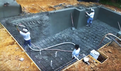 Процесс укладки бетона М350